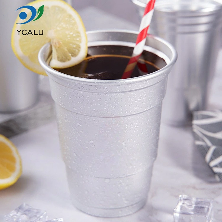 16oz डिस्पोजेबल कस्टम एल्युमिनियम पन्नी पेय कप