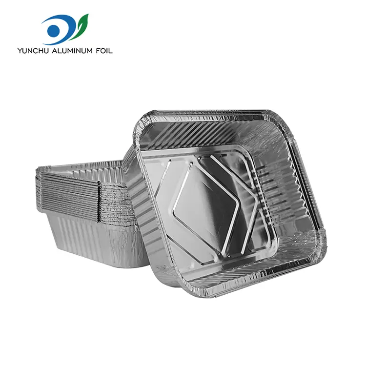 आयताकार लिमोट-आउट बार्बेक्यु चाँदी एल्युमिनियम पन्नी कन्टेनरहरू