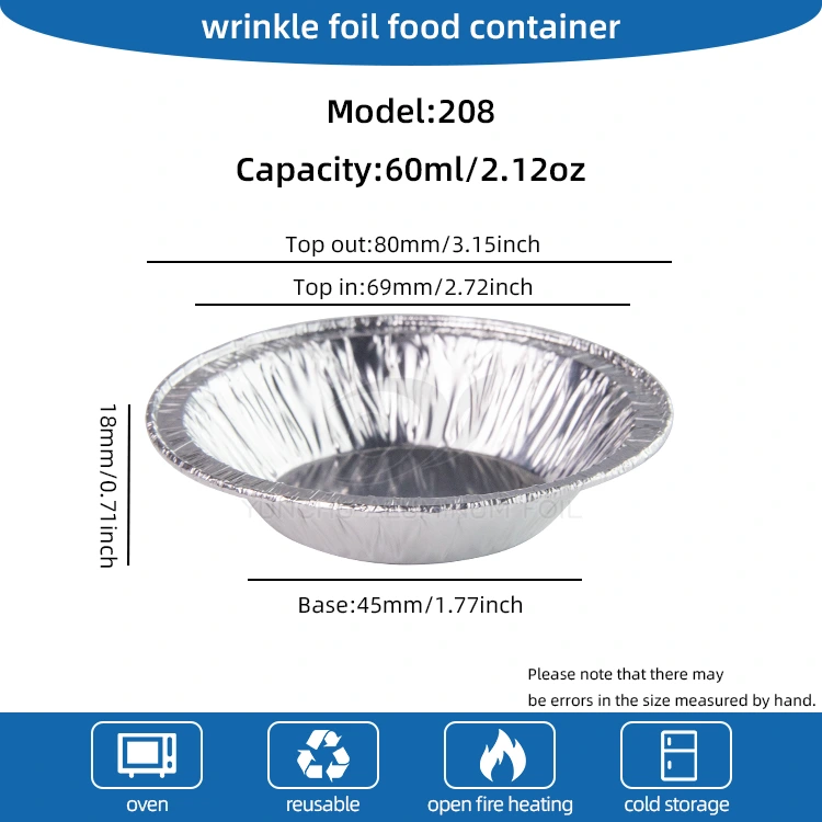 राउन्ड टर्ट ट्रे ट्रे चाँदीको एलिमनियम पन्नी खाद्य खाडर