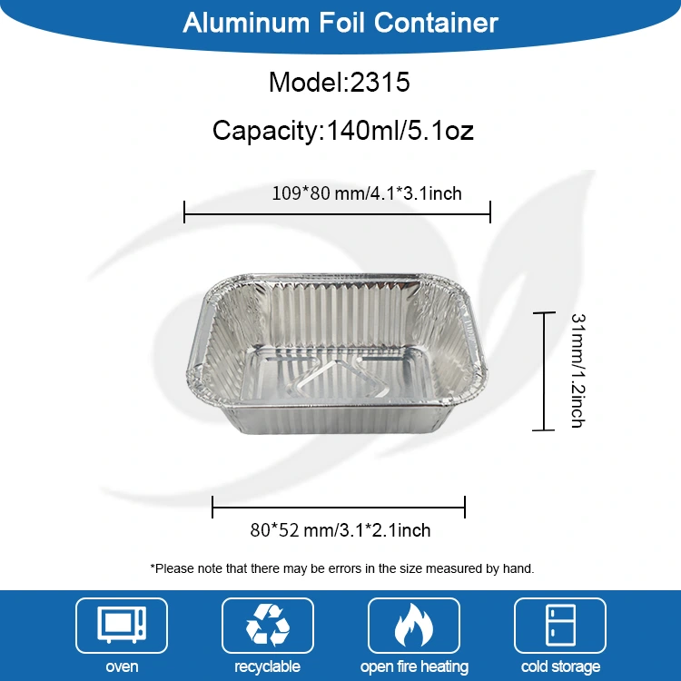 एयर फ्रिजर बेकिंग चाँदी एल्युमिनियम पन्नी कन्टेनरहरू
