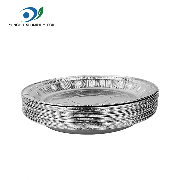 राउन्ड एयर फ्राइजर पिज्जा चाँदीको एलिमिनियम पन्नी कन्टेनरहरू