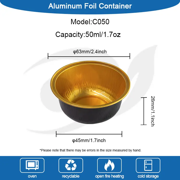 रंगीन राउन्ड रोस्टिलवल एल्युमिनियम पन्नी कन्टेनरहरू