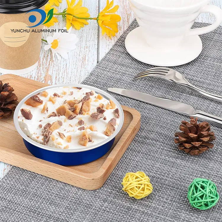 डिस्पोजेबल बेकिंग प्याकेजिंग राउन्डव्यान्ड एलिमिनियम एलिमिनियम पन्नी कन्टेनरहरू