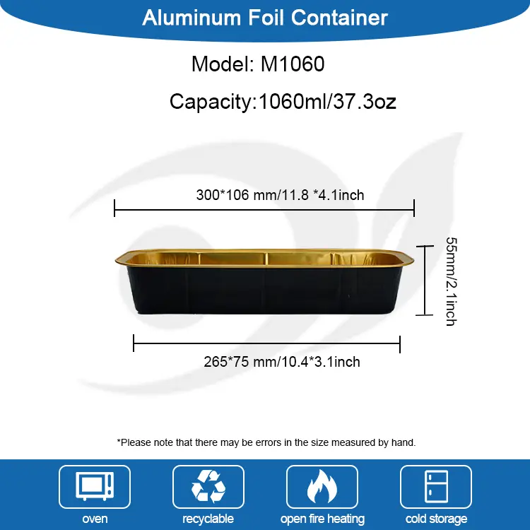 आयताकार ओभन रोटी मनिजली एल्युमिनियम पन्नी कन्टेनरहरू
