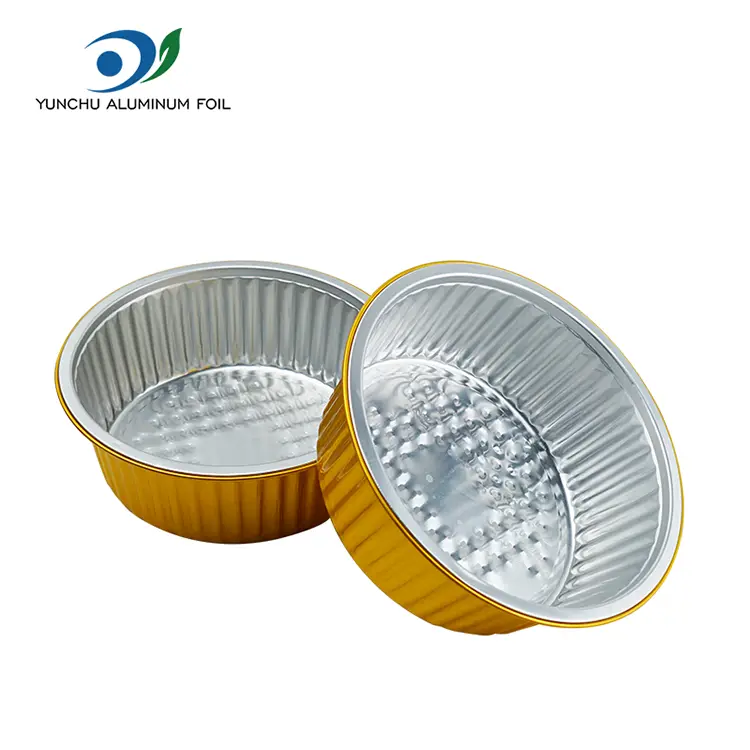 डिस्पोजेबल बेकिंग ट्रेहरू राउन्ड एल्युमिनियम पन्नी कन्टेनरहरू