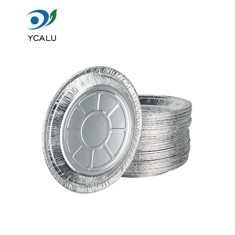 डिस्पोजेबल डिस्क एयर फ्रायर सिल्भर एल्युमिनियम पन्नी खाद्य कन्टेनरहरू