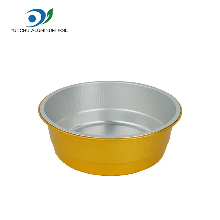 डिस्पोजेबल गोल्डेन राउन्ड एल्युमिनियम पन्नी कन्टेनरहरू डिस्पोजेबल गोल्डेन राउन्ड एल्युमिनियम पन्नी कन्टेनरहरू
