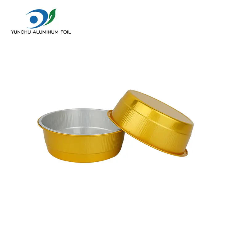 डिस्पोजेबल गोल्डेन राउन्ड एल्युमिनियम पन्नी कन्टेनरहरू
