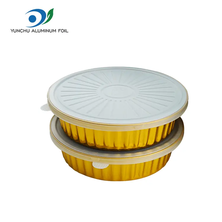 डिस्पोजेबल ग्रेटिन गोल्डेन गोल्ड एल्युमिनियम पन्नी कन्टेनरहरू