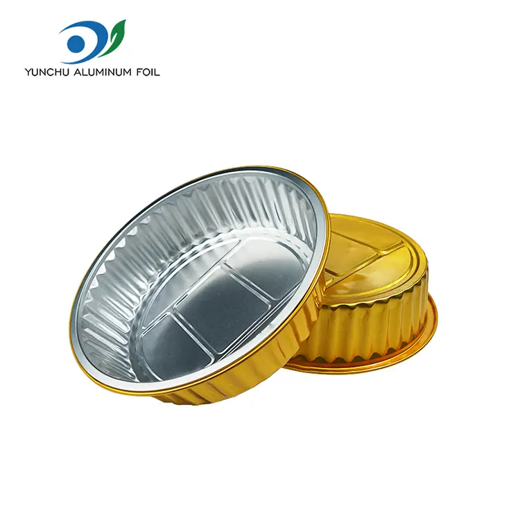 डिस्पोजेबल ग्रेटिन गोल्डेन गोल्ड एल्युमिनियम पन्नी कन्टेनरहरू