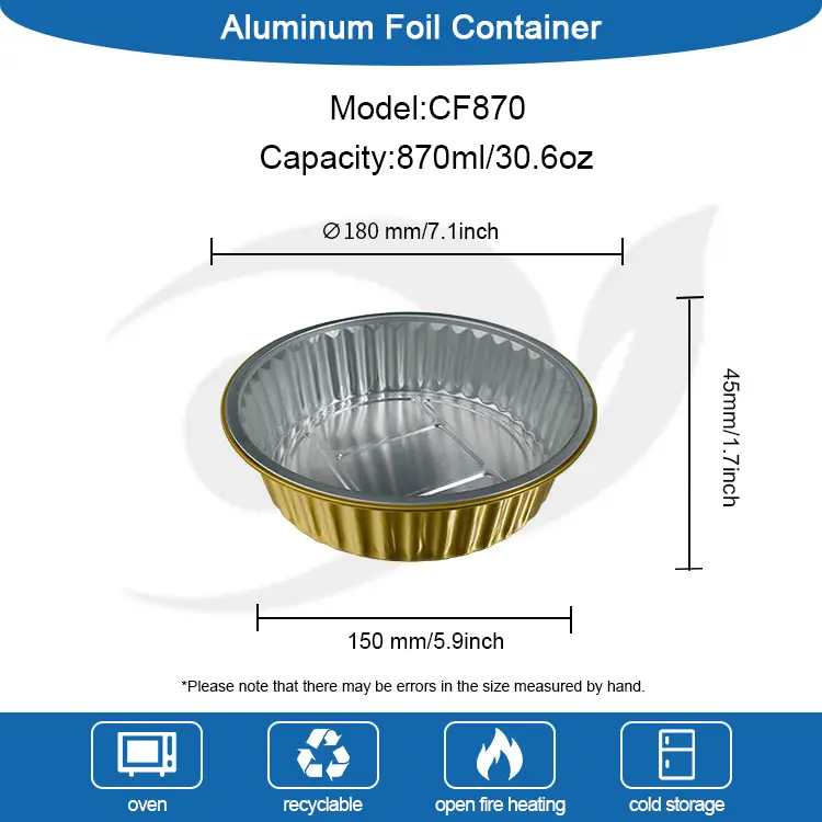 डिस्पोजेबल ग्रेटिन गोल्डेन गोल्ड एल्युमिनियम पन्नी कन्टेनरहरू