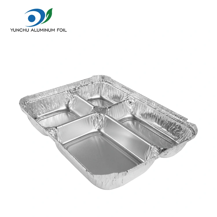 डिस्पोजेबल बहु-धाराप्रणा फास्ट फूड एल्युमिनियम सिल्ट कन्टेनरहरू