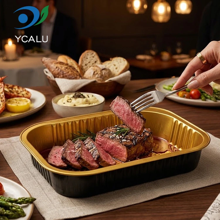 डिस्पोजेबल आयताकार खानपान टेकआउट एल्युमिनियम पन्नी कन्टेनरहरू