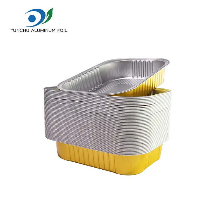 डिस्पोजेबल आयताकार भोजन एल्युमिनियम पन्नी कन्टेनरहरू