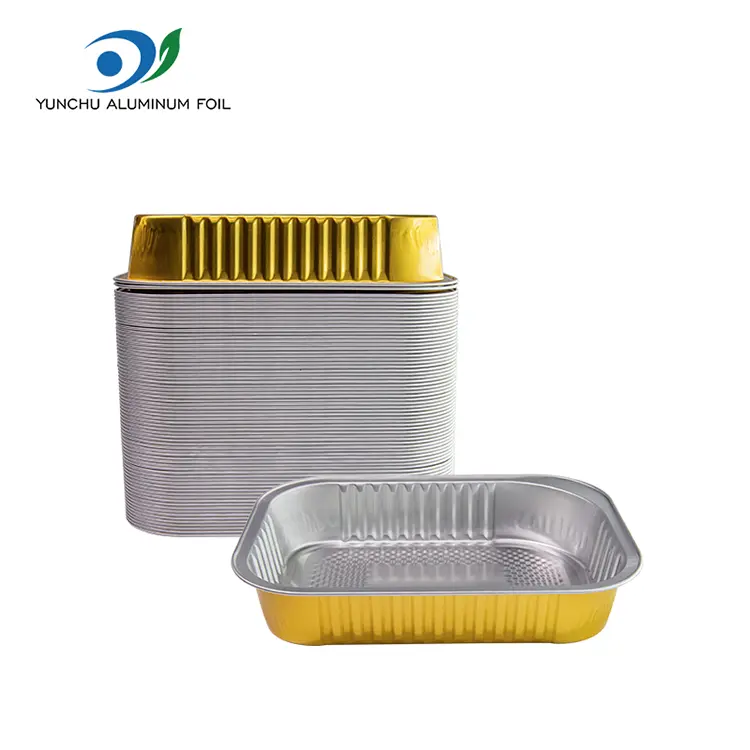 डिस्पोजेबल आयताकार भोजन एल्युमिनियम पन्नी कन्टेनरहरू