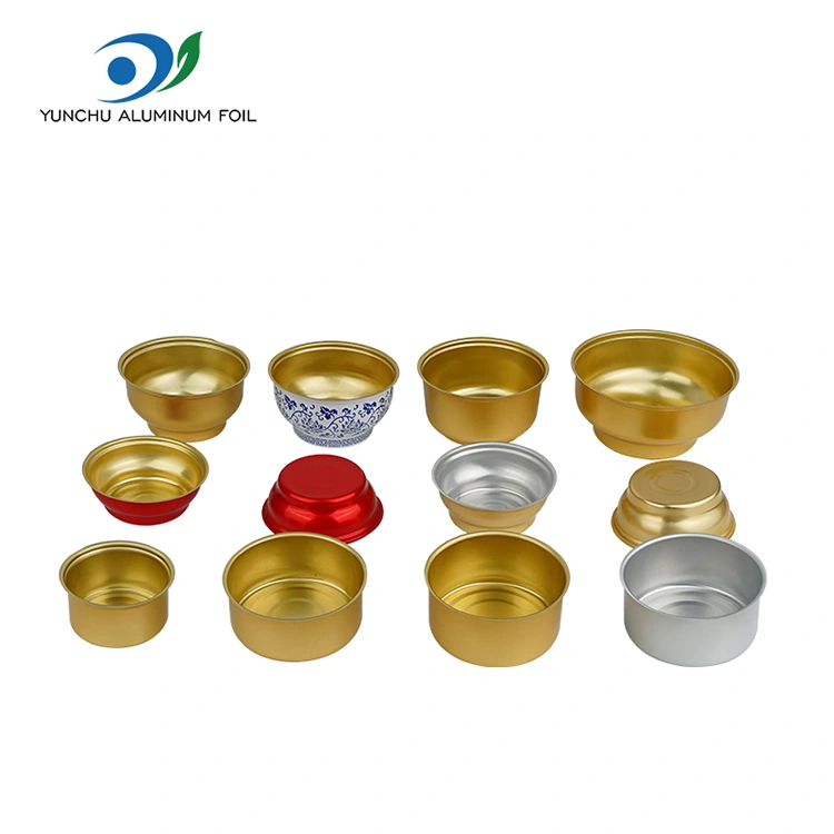 डिस्पोजेबल गोल टेकवे बक्समा साना गोल्डन बाउल एल्युमिनियम कन्टेनरहरू