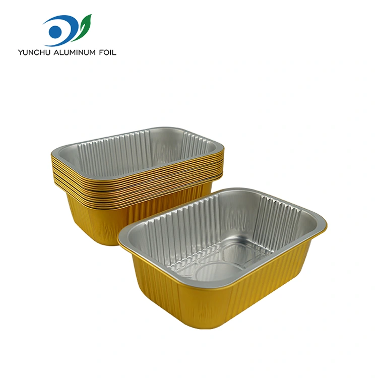 डिस्पोजेबल वर्ग सील ग्रेटिन एल्युमिनियम पन्नी कन्टेनरहरू
