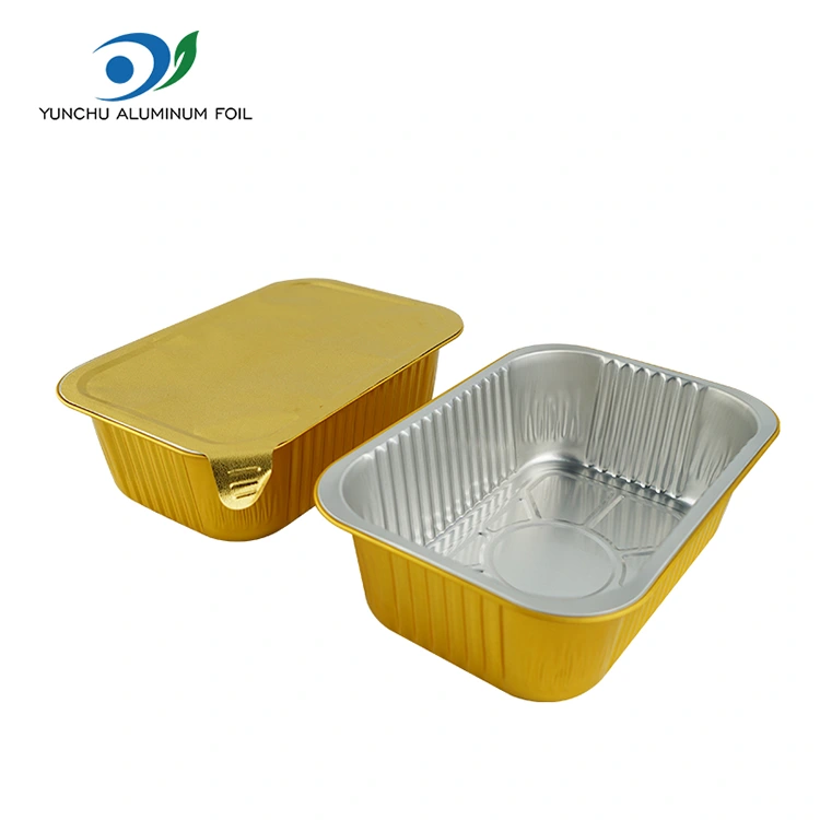 डिस्पोजेबल वर्ग सील ग्रेटिन एल्युमिनियम पन्नी कन्टेनरहरू