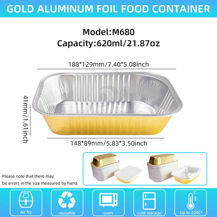 डिस्पोजेबल गाढा फोहर ग्रेड एल्युमिनियम पन्नी कन्टेनरहरू