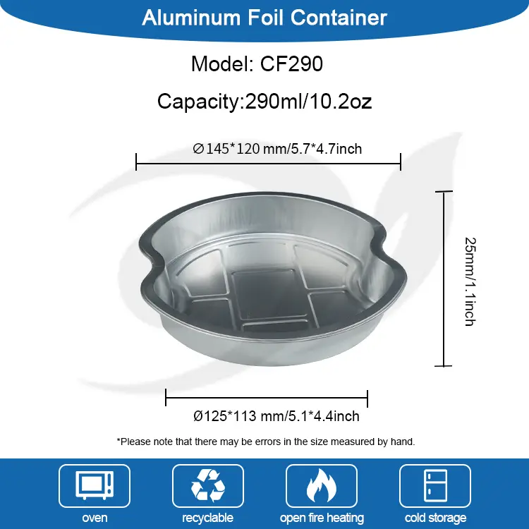 डिस्पोजेबल टायर टेकवेज राउन्ड एल्युमिनियम पन्नी कन्टेनरहरू