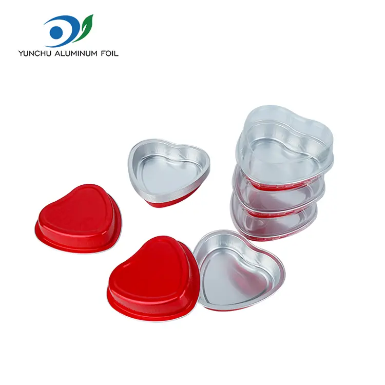 मुटुको आकारको केक बेपिंग स्मैरीनल एल्युमिनियम कन्टेनरहरू मुटुको आकारको केक बेपिंग स्मैरीनल एल्युमिनियम कन्टेनरहरू