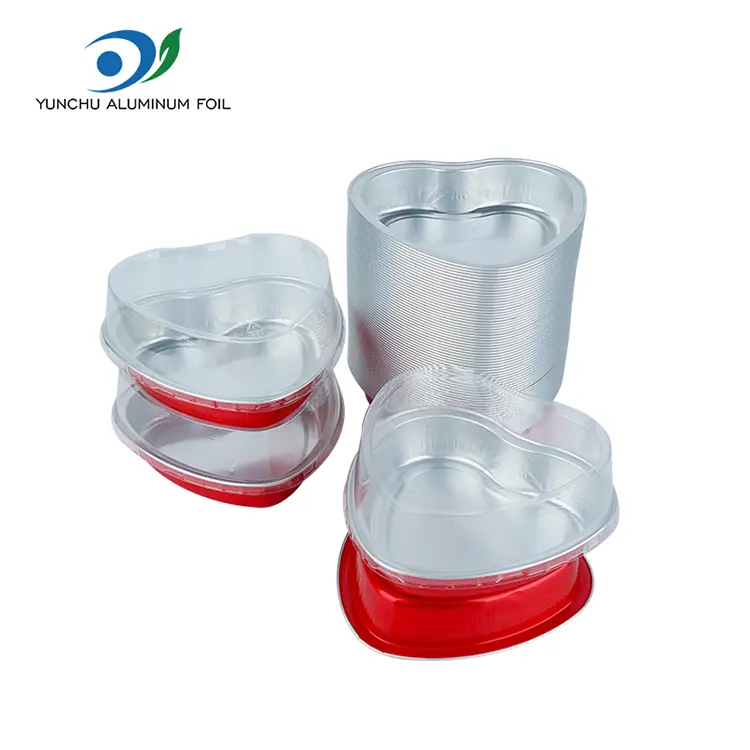 मुटुको आकारको केक बेपिंग स्मैरीनल एल्युमिनियम कन्टेनरहरू