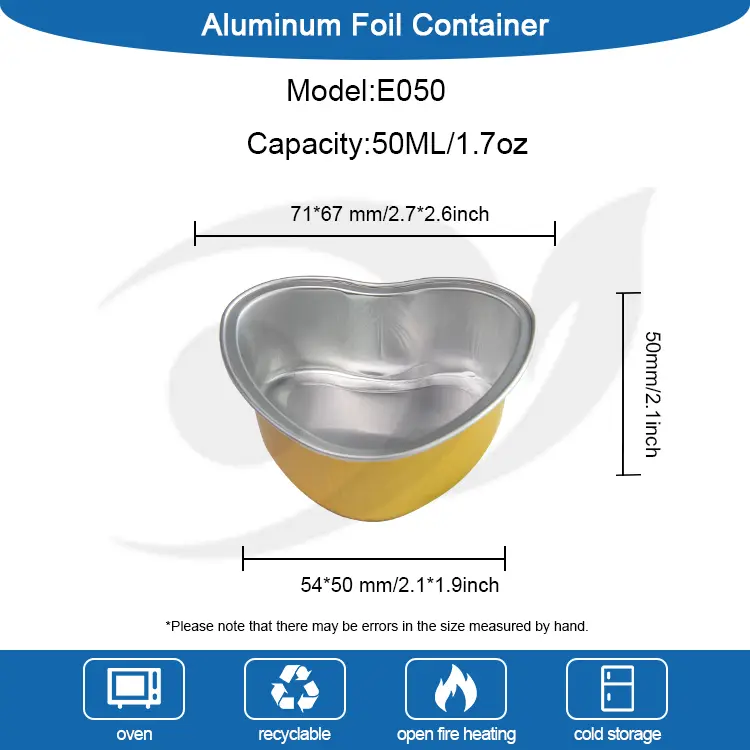 मुटु-आकारको भुल्फ मनिजरी एल्युमिनियम पन्नी कन्टेनरहरू