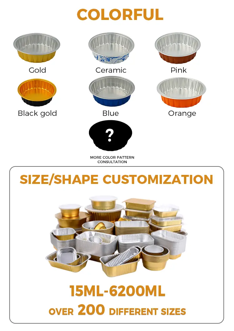 Round golden baking Smoothwall Aluminum Foil Containers