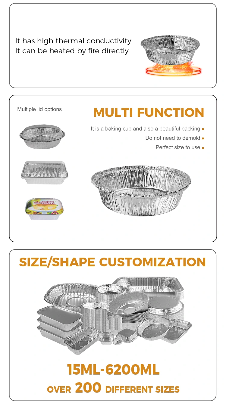 Round air fryer baking tray Silver Aluminum Foil Containers