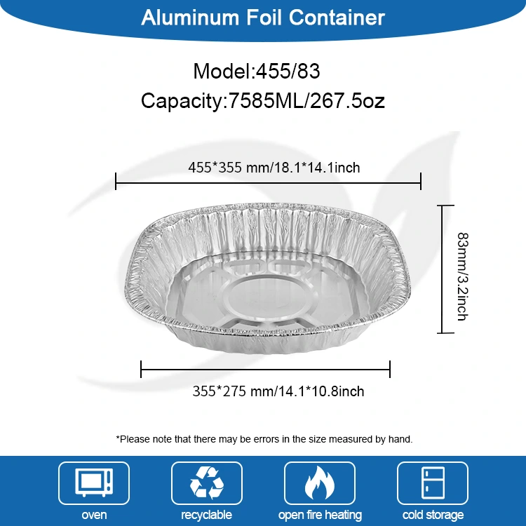ठूलो क्षमता ग्रिल चिकन ग्रेडल रेडल एल्युमिनम एलिमिनम पन्नी कन्टेनरहरू