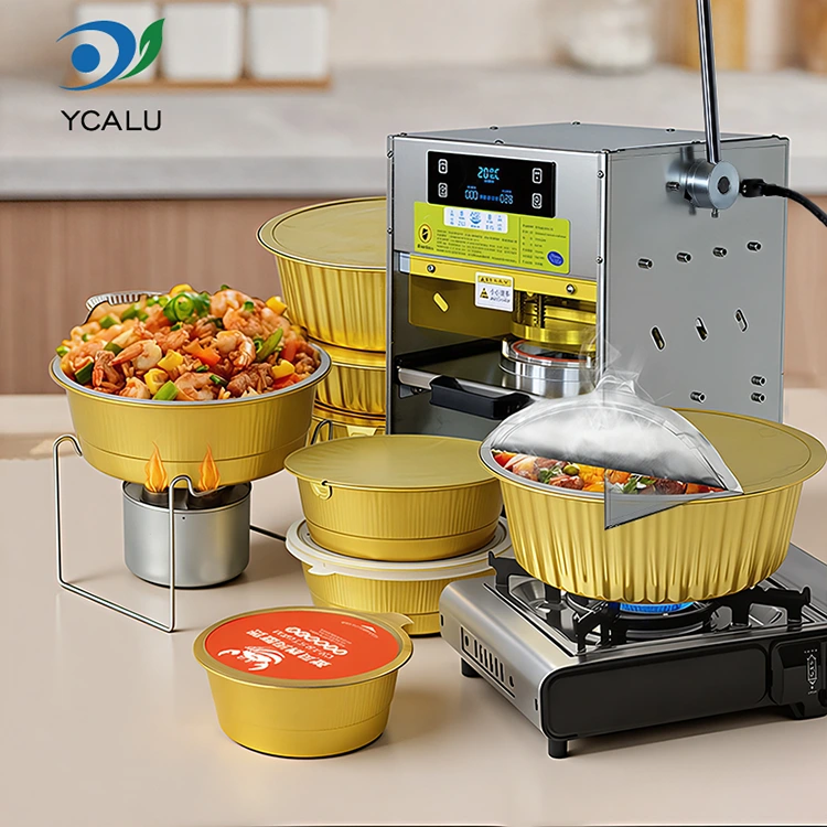 सुनको एल्युमिनियम पन्नी कन्टेनरहरूको साथ म्यानुअल ताप सील गर्ने मेसिन