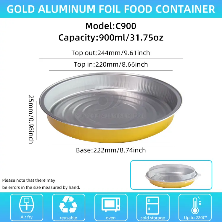 पिज्जा प्लेट बेकिंग शीट एल्युमिनियम एल्युमिनियम कन्टेनरहरू