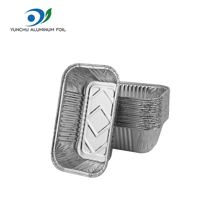 आयताकार वायु फ्राइल ग्रिल चाँदी एल्युमिनियम पन्नी कन्टेनरहरू