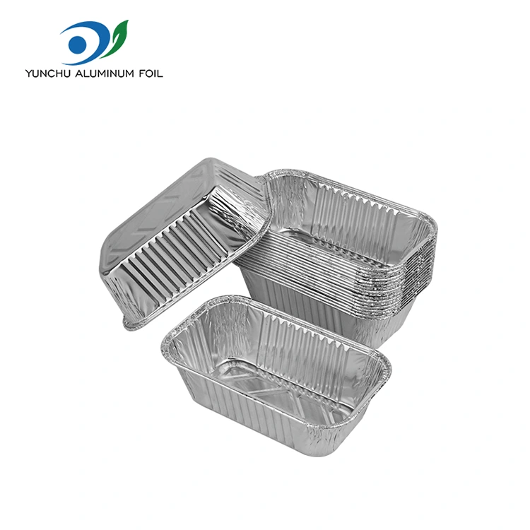 आयताकार वायु फ्राइल ग्रिल चाँदी एल्युमिनियम पन्नी कन्टेनरहरू