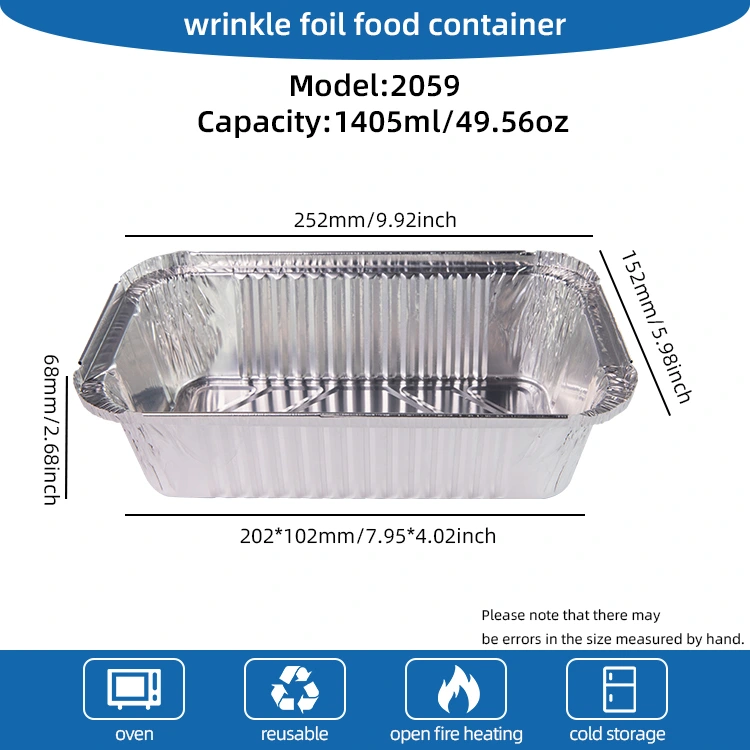 आयताकार एयर फ्राइर प्यारा प्याकिंग बाउन्डिंग मूनल एल्युमिनम कन्टेनरहरू