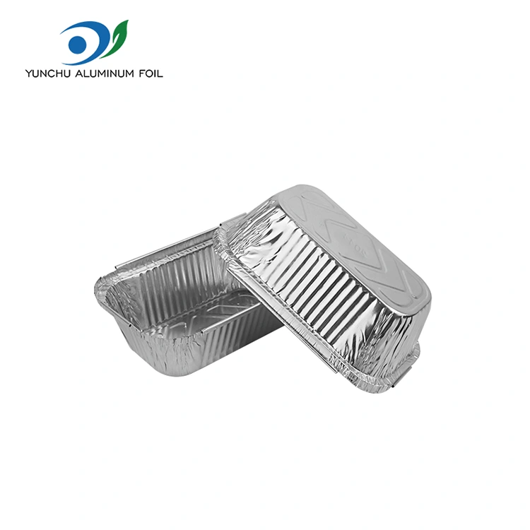 आयताकार बेक्व फीम स्टीड चाँदीको एलिमिनियम पन्नी कन्टेनरहरू