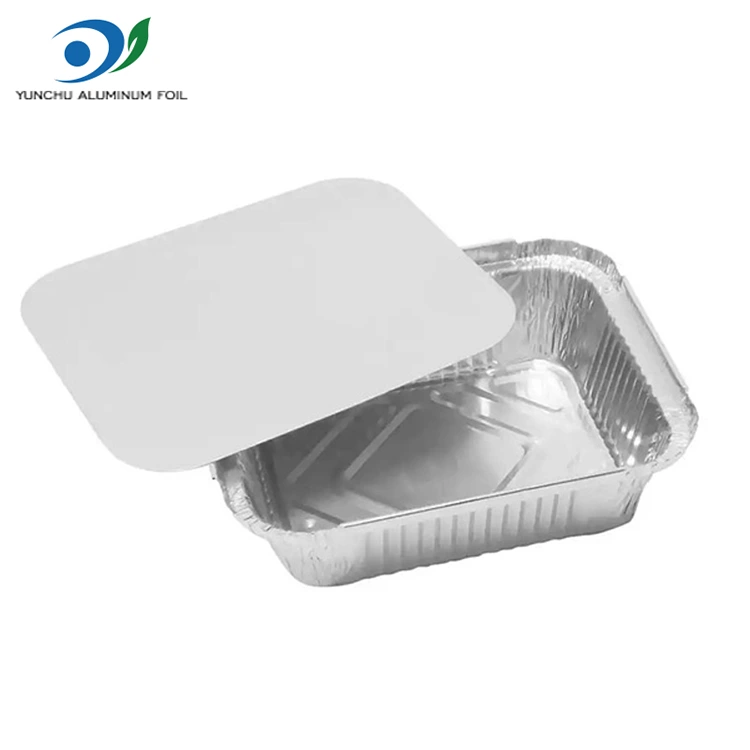 आयताकार बेक्व फीम स्टीड चाँदीको एलिमिनियम पन्नी कन्टेनरहरू