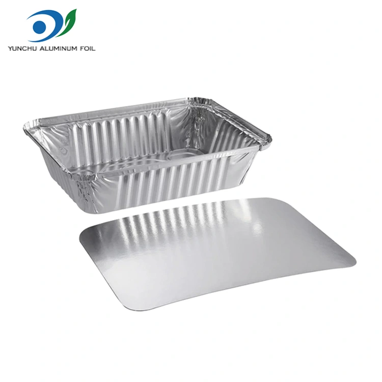 आयताकार बेक्व फीम स्टीड चाँदीको एलिमिनियम पन्नी कन्टेनरहरू