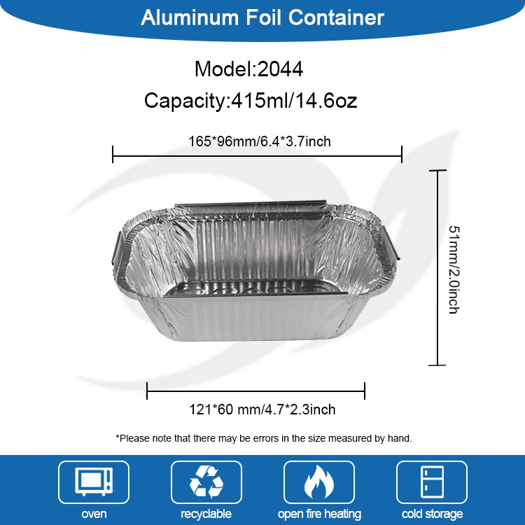 आयताकार बेक्व फीम स्टीड चाँदीको एलिमिनियम पन्नी कन्टेनरहरू