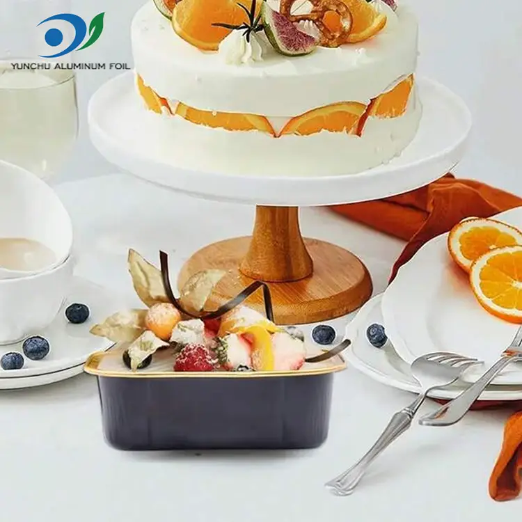 आयताकार बेकिंग र color ्ग स्किनवल एलिमिनियम पन्नी कन्टेनरहरू