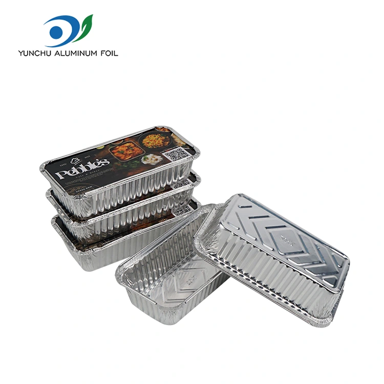 आयताकार बार्बेकुलेर मोरेकेल्ड चाँदी एल्युमिनियम पन्नी कन्टेनरहरू