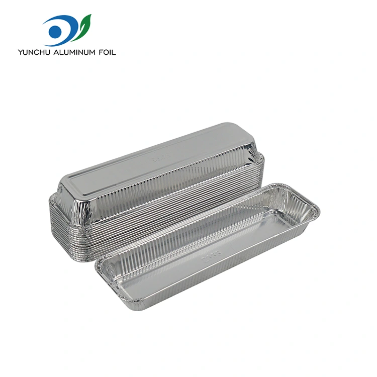 आयताकार रोटी एयर फ्राइर चाँदीको एलिमिनियम कन्टेनरहरू कन्टेनरहरू