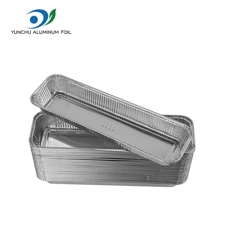आयताकार रोटी एयर फ्राइर चाँदीको एलिमिनियम कन्टेनरहरू कन्टेनरहरू
