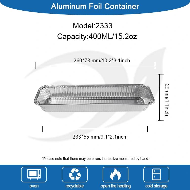 आयताकार रोटी एयर फ्राइर चाँदीको एलिमिनियम कन्टेनरहरू कन्टेनरहरू