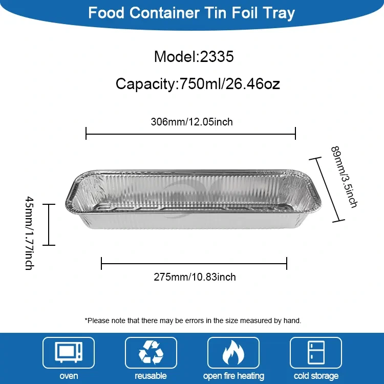 आयताकार रोटी ट्रे ट्रे बेकिंग चाँदी एल्युमिनियम पन्नी कन्टेनरहरू
