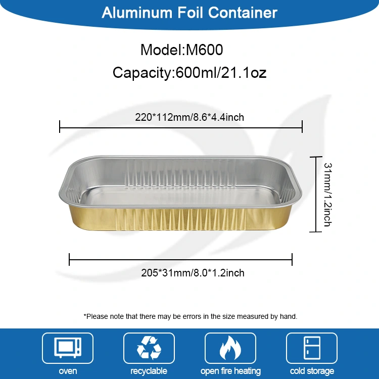 आयताकार सुनौलो बेक स्मूथवाल एल्युमिनियम पन्नी कन्टेनरहरू
