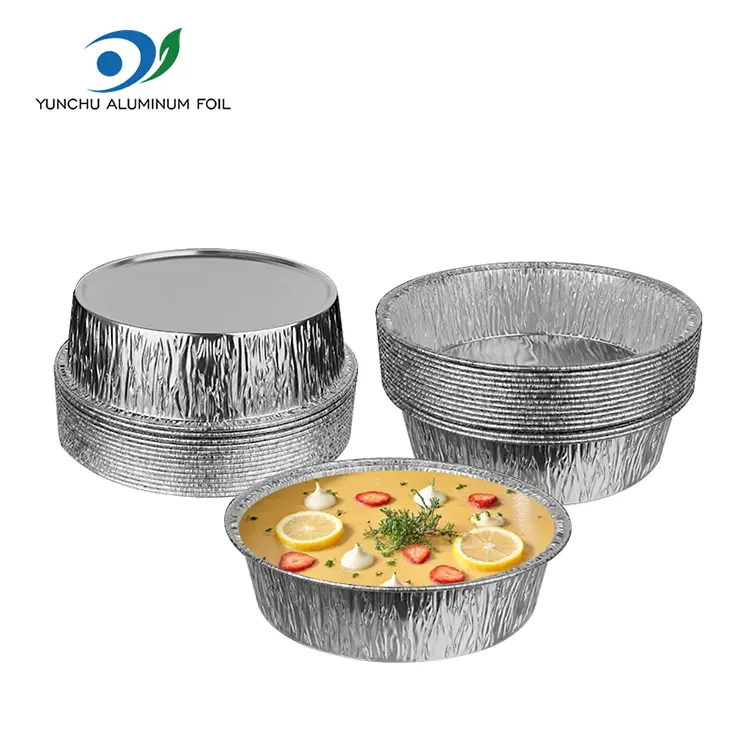राउन्ड एयर फ्राईर चाँदीको एल्युमिनियम पन्नी कन्टेनरहरू