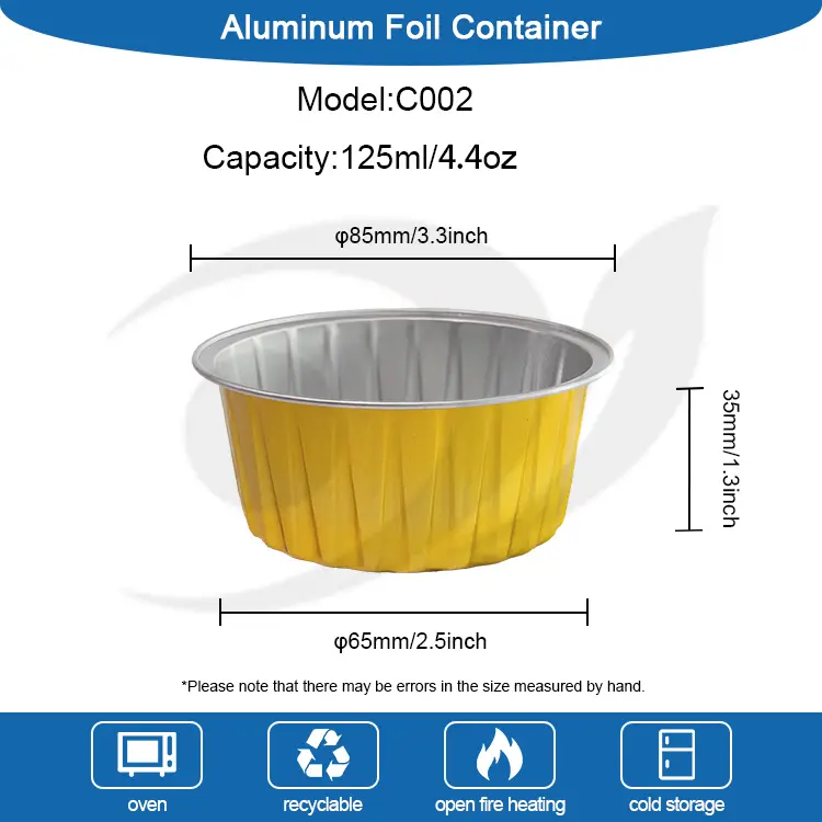 गोल पकाउनुहोस् केक केक मर्मुनिल एलिमिनियम पन्नी कन्टेनरहरू