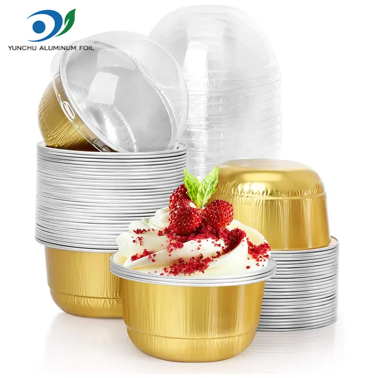 गोल्डेन एल्युमिनियम पन्नी डेसर्ट कप -150 मिलीलीटर डोम आकार