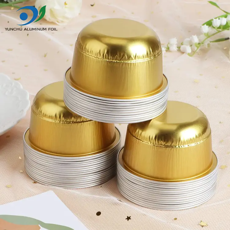 गोल्डेन एल्युमिनियम पन्नी डेसर्ट कप -150 मिलीलीटर डोम आकार